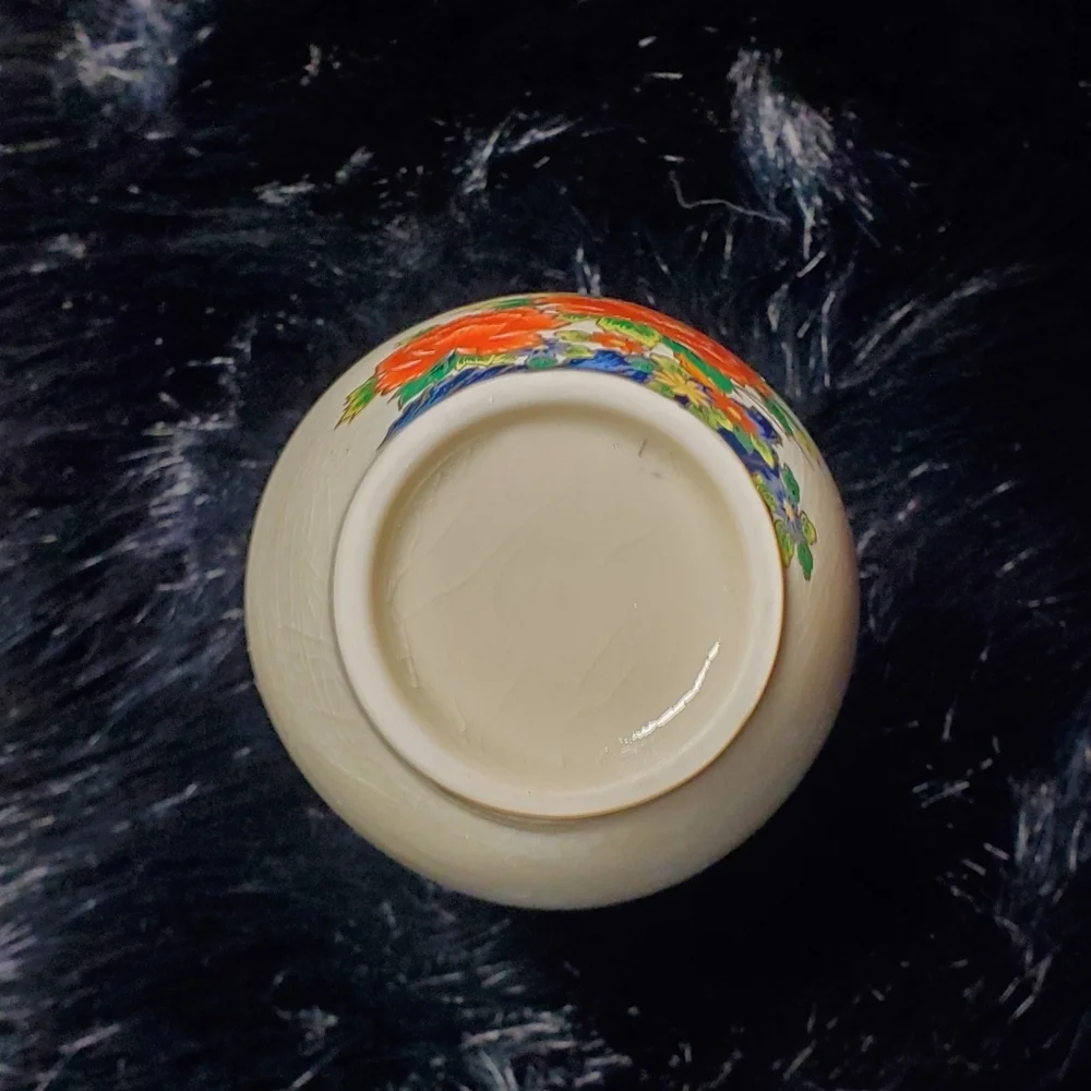 Floral Ceramic Vase with Crackle Glaze
